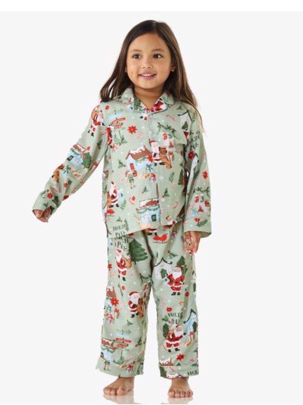 Pottery Barn Kids Candy Cane Village Flannel Pajama Set